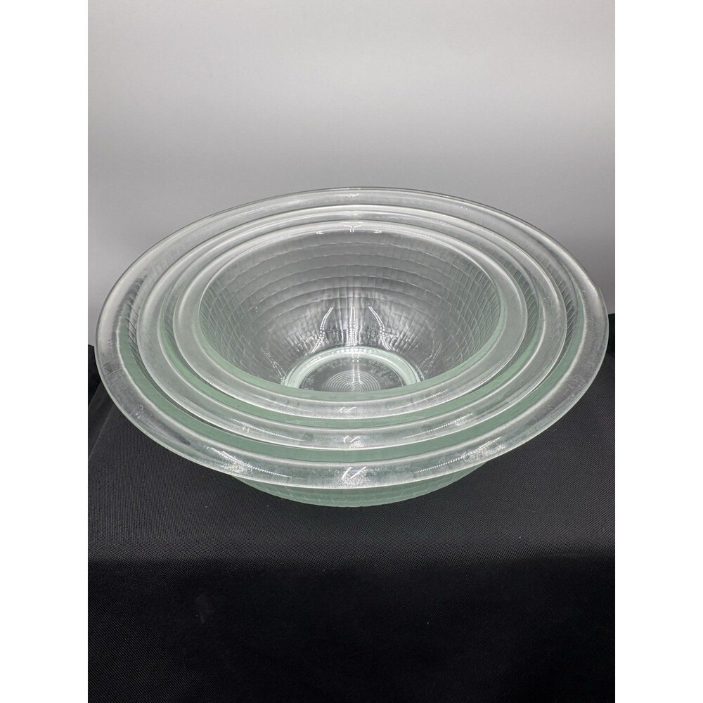 Vintage Set of Pyrex Clear Glass Nesting Mixing Bowls